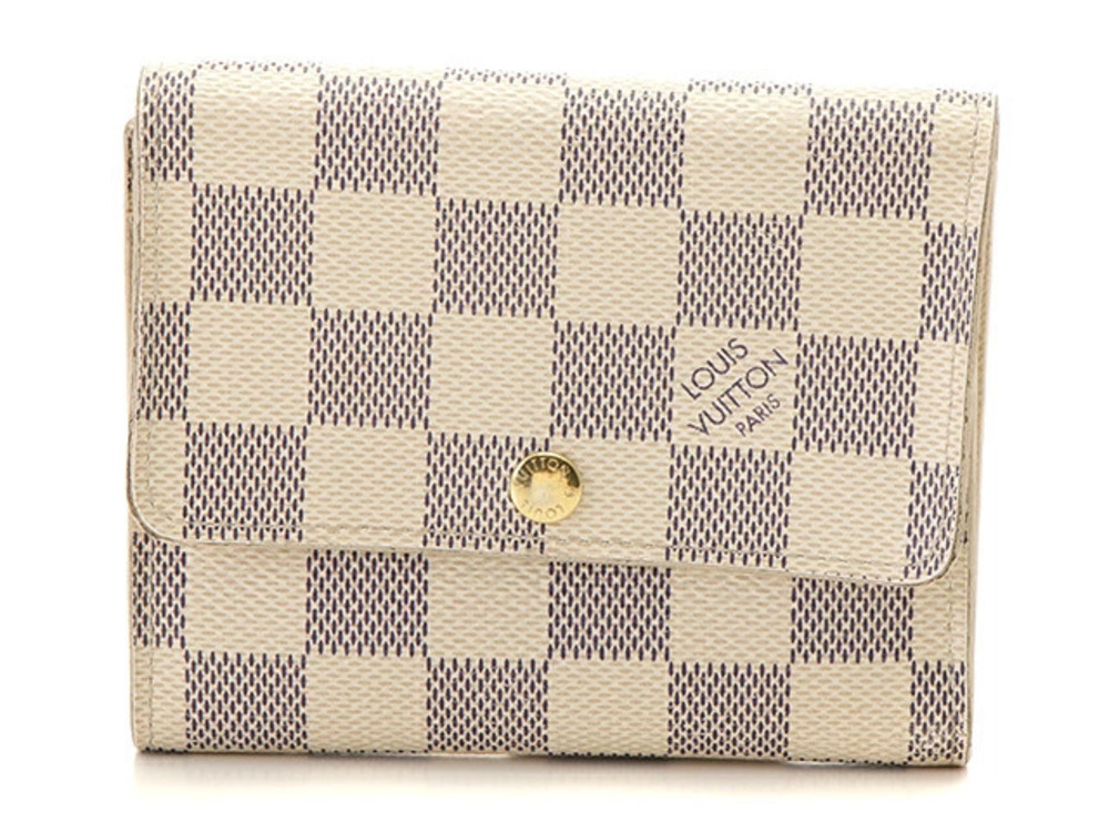 LOUIS VUITTON Portefeuille Anais Tri fold Wallet Damier Azur White